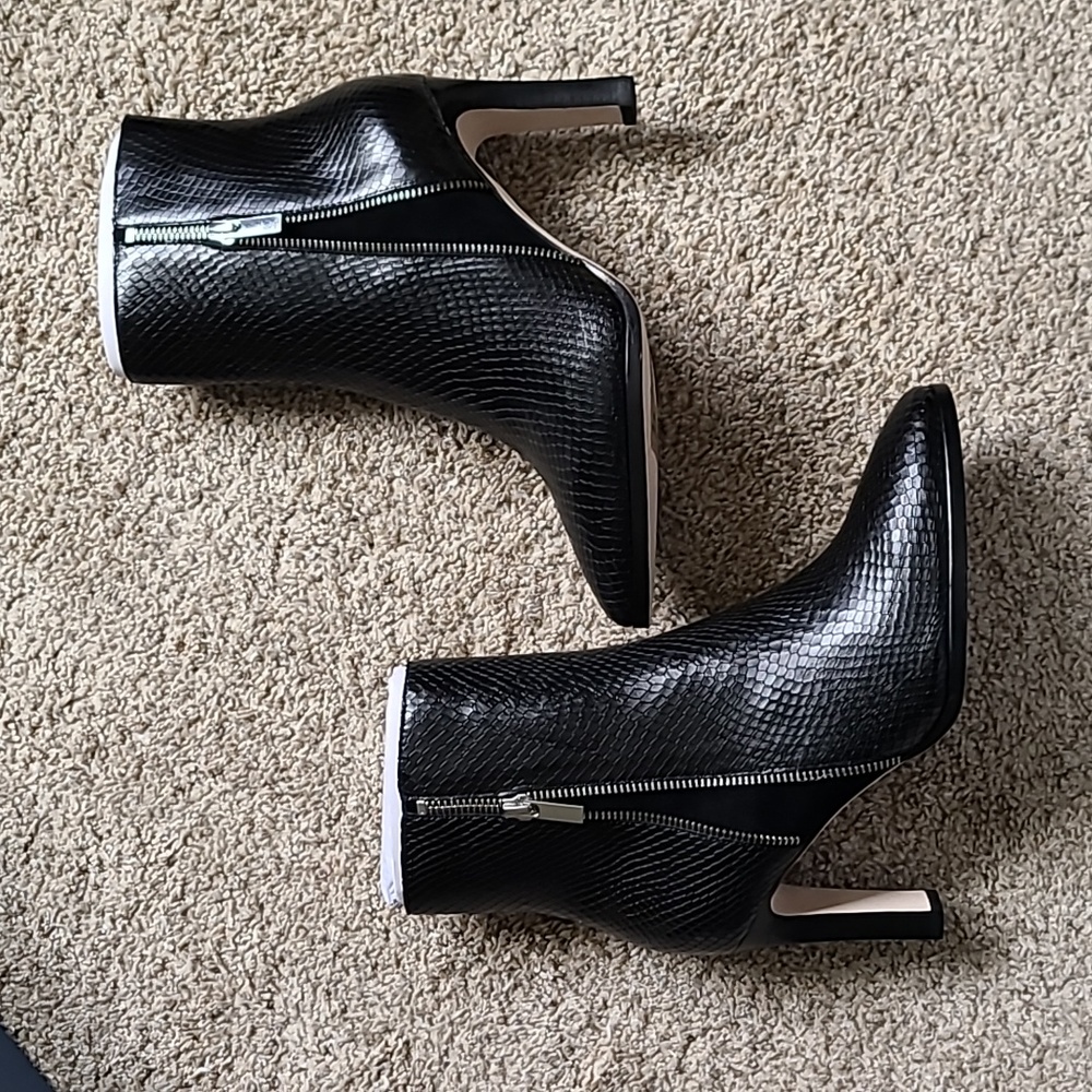 Paige Cami Black Snake Embossed Leather boots - Picture 3 of 11